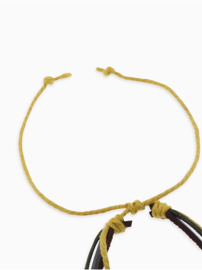 Браслет кожаный «Цветок с бусинами», d=5 см, 3 нити, разноцветный