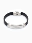 Браслет со стальной вставкой «Унисекс. Стиль», L=22 см, чёрный с серебром