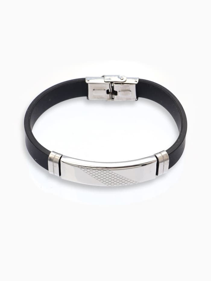 Браслет со стальной вставкой «Унисекс. Стиль», L=22 см, чёрный с серебром