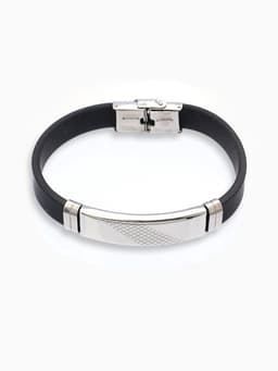 Браслет со стальной вставкой «Унисекс. Стиль», L=22 см, чёрный с серебром