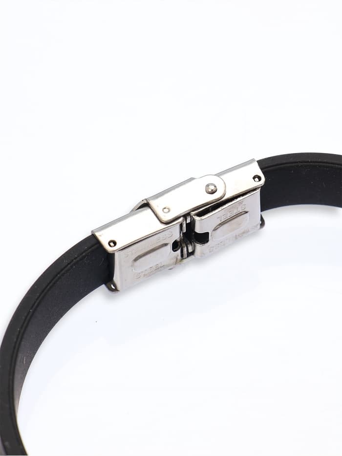 Браслет со стальной вставкой «Унисекс. Стиль», L=22 см, чёрный с серебром