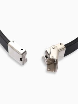 Браслет со стальной вставкой «Унисекс. Стиль», L=22 см, чёрный с серебром