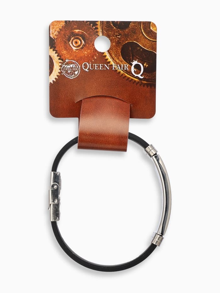 Браслет со стальной вставкой «Унисекс. Стиль», L=22 см, чёрный с серебром