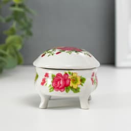 Шкатулка для украшений на ножках «Композиция из роз», керамика, 6.1×7.7×4.8 см