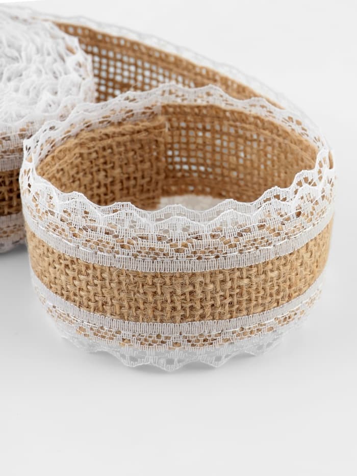 Лента холщовая «Кружево», натуральная, 37 мм, 4.5±0.5 м, белая