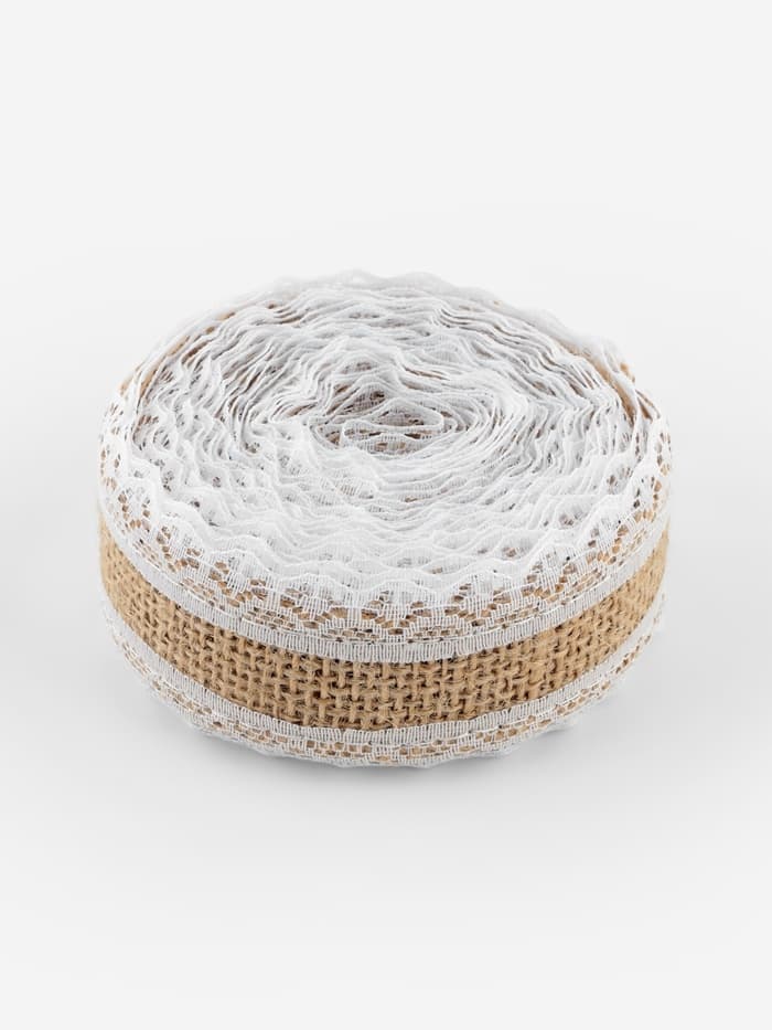 Лента холщовая «Кружево», натуральная, 37 мм, 4.5±0.5 м, белая