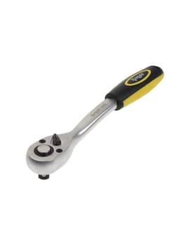 Вороток с трещоткой ТУНДРА, CrV, квадрат 1/2", 2К рукоятка, 72 зубца, 250 мм