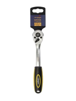 Вороток с трещоткой ТУНДРА, CrV, квадрат 3/8", 2К рукоятка, 72 зубца, 200 мм