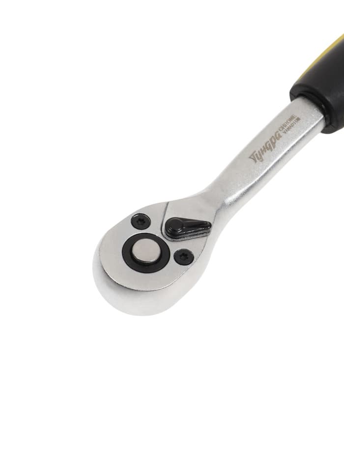 Вороток с трещоткой ТУНДРА, CrV, квадрат 1/4", 2К рукоятка, 72 зубца, 150 мм