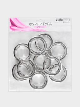 Люверсы для штор, d = 4,3/6.5 см, 10 шт., цвет серебряный