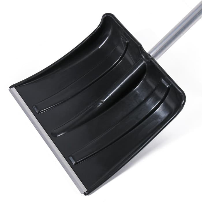 Лопата для уборки снега, автомобильная, пластиковый ковш 380×370 мм, алюминиевая планка, алюминиевый черенок, с ручкой