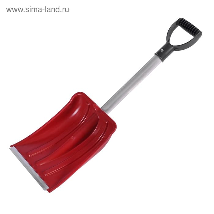Лопата автомобильная пластиковая, ковш 240×300 мм, с алюминиевой планкой, алюминиевый черенок, 72-85 см, МИКС