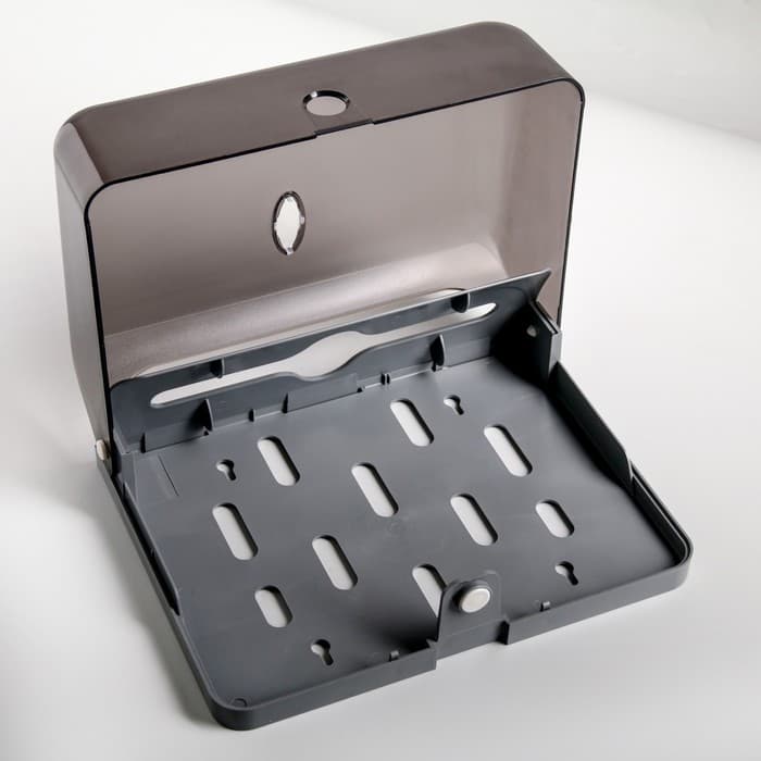 Диспенсер для бумажных полотенец в листах, пластиковый (макс. 200 шт.), 27×11×20.5 см, чёрный