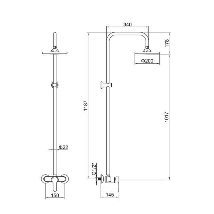 Душевая система Accoona A8392-1, однорычажная, с тропическим душем, хром