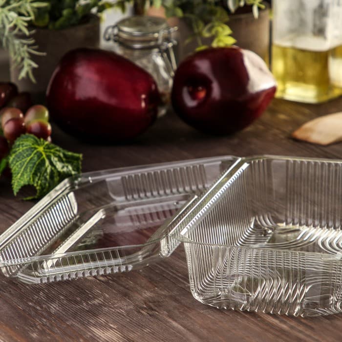 Контейнер одноразовый с неразъёмной крышкой ПР-К-7 А, пластик, 250 мл, 21.5×13.5×7.2 см, прозрачный