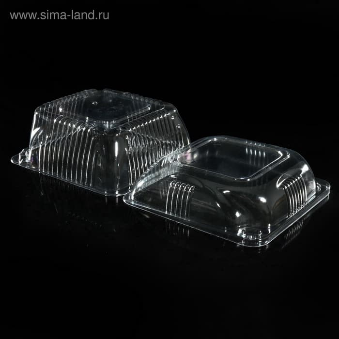 Контейнер одноразовый с неразъёмной крышкой ИП-9 А, пластик, 350 мл, 13×13×7.5 см, прозрачный