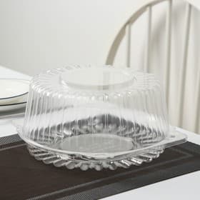 Контейнер для торта одноразовый с неразъёмной крышкой ИП-52 В, 23×11.4 см, внутренний 21×10.1 см, пластик, прозрачный