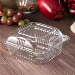 Контейнер одноразовый с неразъёмной крышкой ИП-10 А/ПР-К-10 А, пластик, 200 мл, 12×12×6 см, внутр. 9.8×9.8×5.4 см, прозрачный