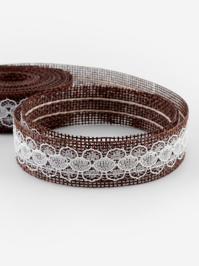 Лента текстильная «Кружево», 20 мм, 4.5±0.5 м, коричневая