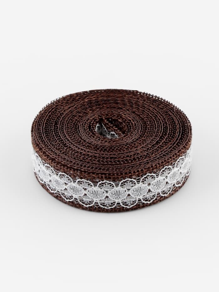 Лента текстильная «Кружево», 20 мм, 4.5±0.5 м, коричневая