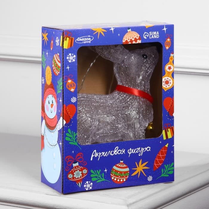 Светодиодная фигура «Олень с колокольчиком» 18×25×8 см, акрил, 20 LED, от батареек ААх2, свечение белое