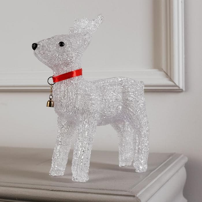 Светодиодная фигура «Олень с колокольчиком» 25×30×9 см, акрил, 24 LED, от батареек ААх3, свечение белое