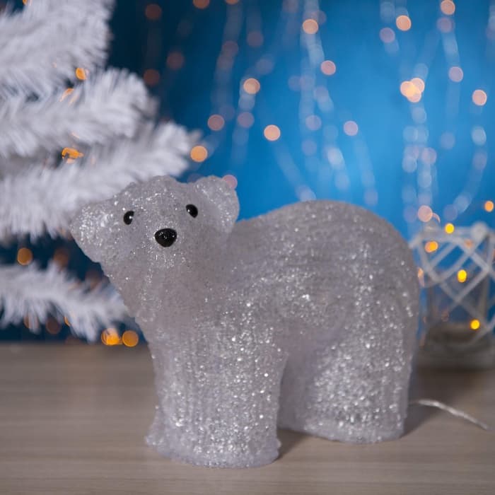 Светодиодная фигура «Медведь малый» 28×25×15 см, акрил, 40 LED, 220 В, свечение белое