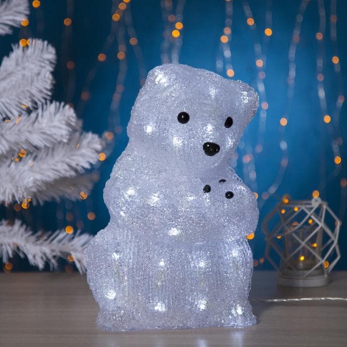 Светодиодная фигура «Медведица» 22×30×22 см, акрил, 40 LED, 220 В, свечение белое