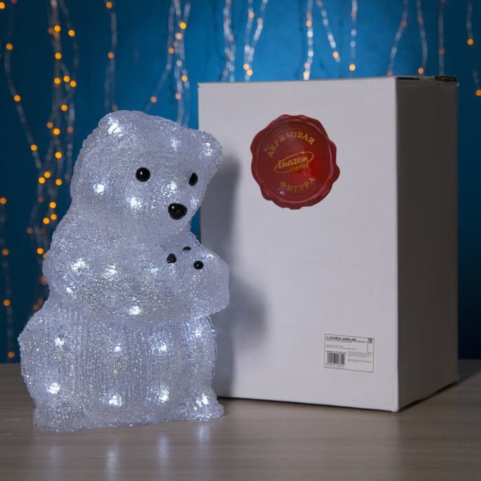 Светодиодная фигура «Медведица» 22×30×22 см, акрил, 40 LED, 220 В, свечение белое