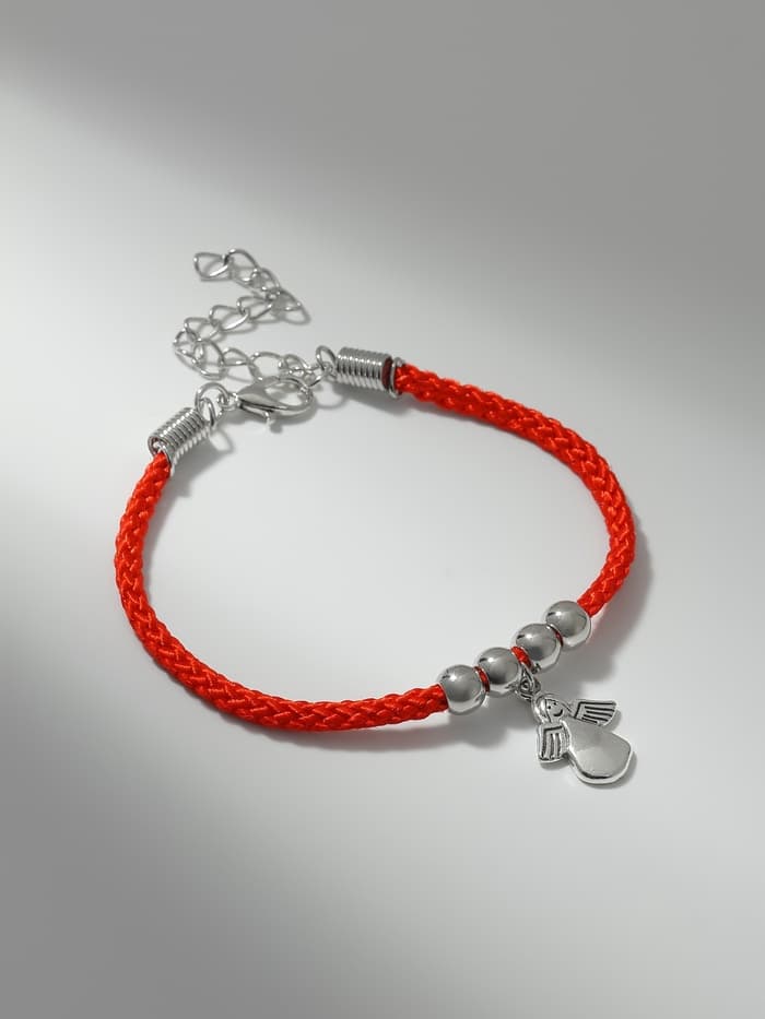 Браслет-оберег «Красная нить», талисман защиты, ангел хранитель, цвет серебро, L=20 см