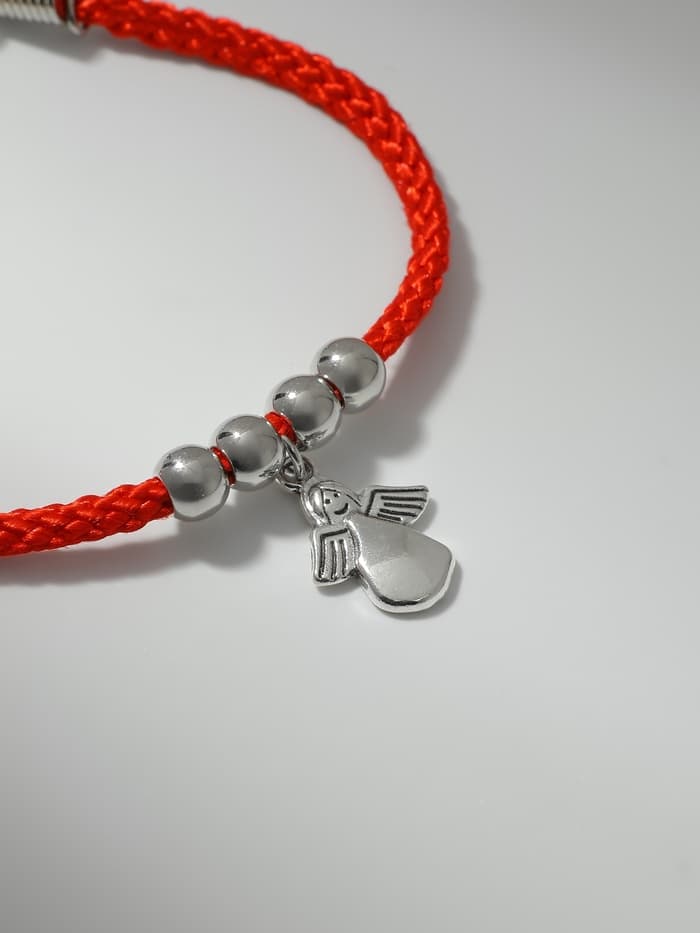 Браслет-оберег «Красная нить», талисман защиты, ангел хранитель, цвет серебро, L=20 см