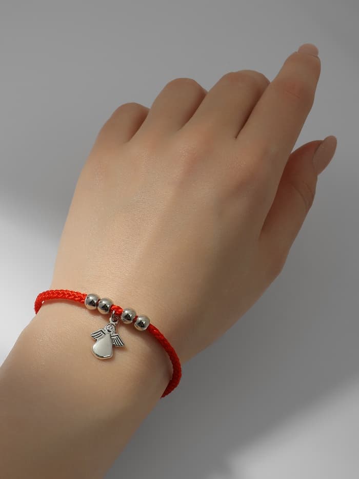 Браслет-оберег «Красная нить», талисман защиты, ангел хранитель, цвет серебро, L=20 см