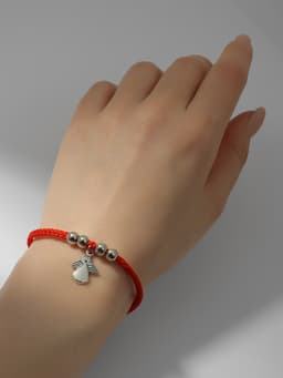 Браслет-оберег «Красная нить», талисман защиты, ангел хранитель, цвет серебро, L=20 см