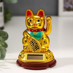 Маятник настольный антистресс «Манэки-нэко золотой», от солнечной батареи, 9.5×6.5×6.5 см