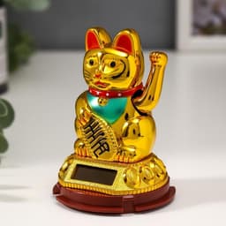 Маятник настольный антистресс «Манэки-нэко золотой», от солнечной батареи, 9.5×6.5×6.5 см