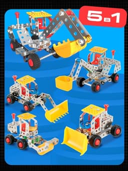 Конструктор металлический UNICON «Строительная техника», 5 в 1, 139 деталей
