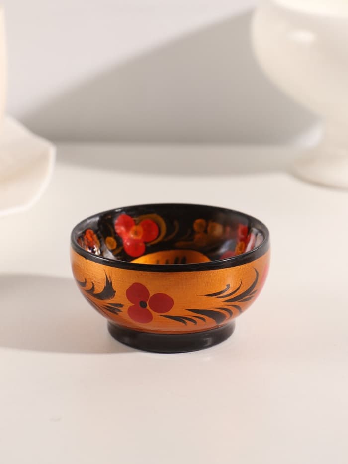 Солонка «Каравай», 7.5×3 см, хохлома, дерево