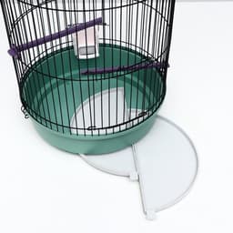 Клетка для птиц, 33×77 см, круглая, трехярусная сварная, малый поддон, МИКС