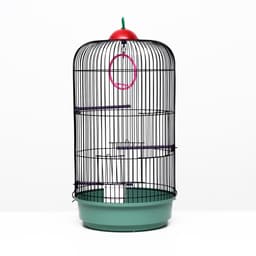 Клетка для птиц, 33×77 см, круглая, трехярусная сварная, малый поддон, МИКС