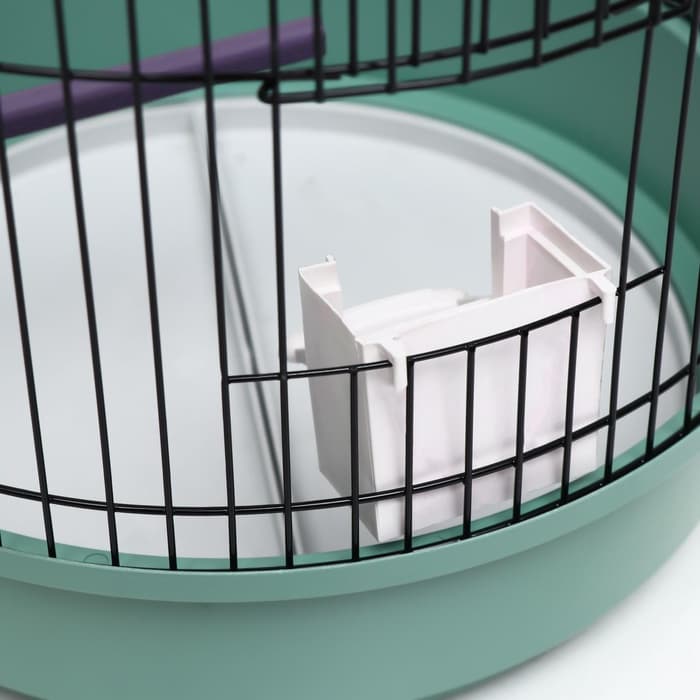Клетка для птиц, 33×77 см, круглая, трехярусная сварная, малый поддон, МИКС