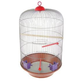 Клетка для птиц, 40×77 см, круглая, трехярусная сварная, большой поддон, МИКС
