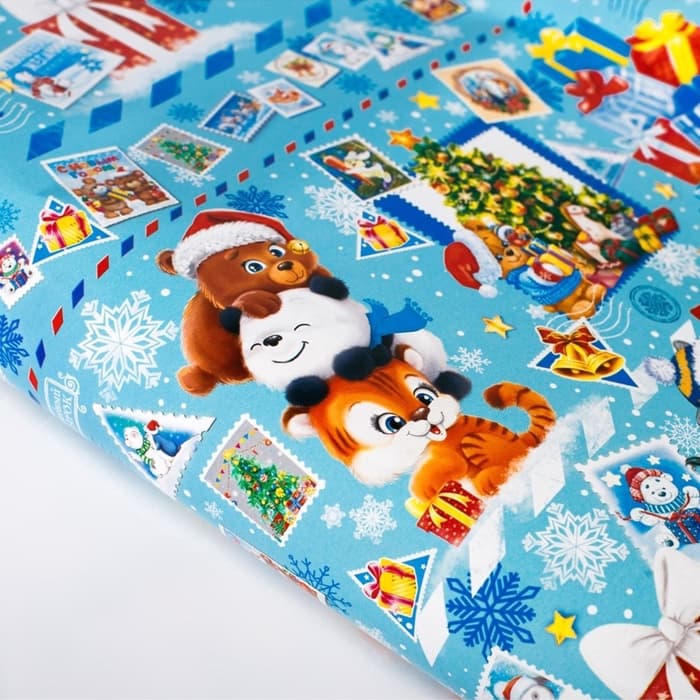 Упаковочная бумага на Новый год «Письмо от Дедушки Мороза», 70×100 см, глянцевая