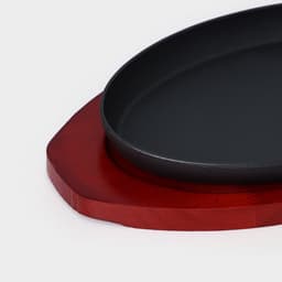 Сковорода «Овал», 26.5×16.5 см, на деревянной подставке, индукция, чугун, чёрная