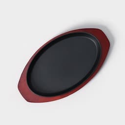 Сковорода «Овал», 26.5×16.5 см, на деревянной подставке, индукция, чугун, чёрная