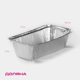Формы для выпечки и запекания Доляна, набор 2 шт., 865 мл, 21×10.5×6 см, фольга, серебристые