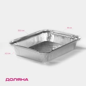 Форма для выпечки и запекания Доляна, 1.04 л, 22.5×18×4.5 см, 2 шт., фольга, серебристая