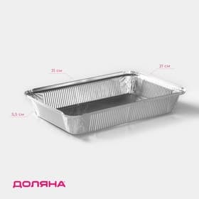 Форма для выпечки и запекания Доляна, 2.235 л, 31×21×5.5 см, 2 шт., фольга, серебристая