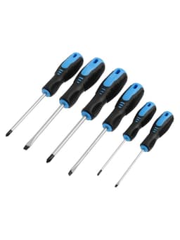 Набор отверток ТУНДРА, CrV, хром, 2К рукоятки, PH0, SL3×75 мм, PH1-2, SL5-6×100 мм, 6 шт.