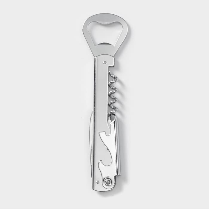 Штопор-открывашка Доляна «Универсальная», h=14 см, серебристый