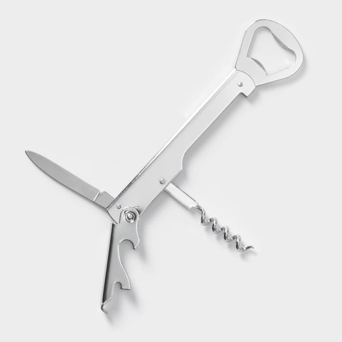 Штопор-открывашка Доляна «Универсальная», h=14 см, серебристый